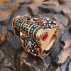 Anillo de Paz Giratorio con Dzi Garuda Tibetano Tibetan Garuda Dzi Rotatable Peace Ring