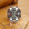 Anillo de Paz Giratorio con Dzi Garuda Tibetano Tibetan Garuda Dzi Rotatable Peace Ring