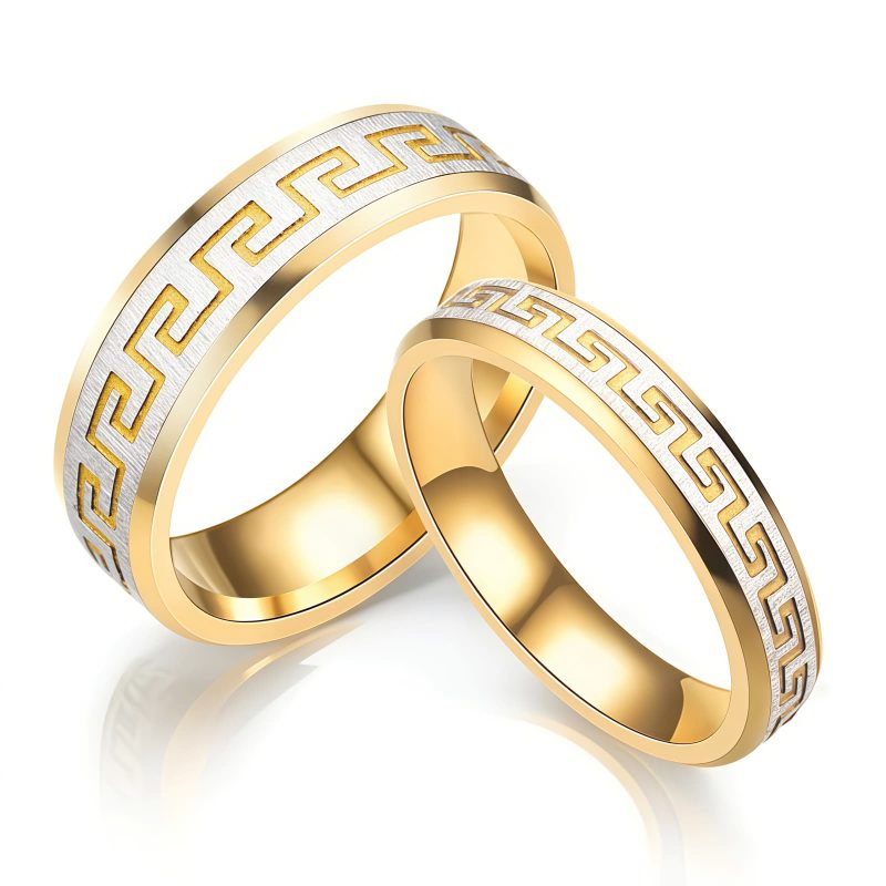 Anillo de Acero de Titanio con Diseño de la Gran Muralla Tibetana Tibetan Great Wall Pattern Titanium Steel Ring