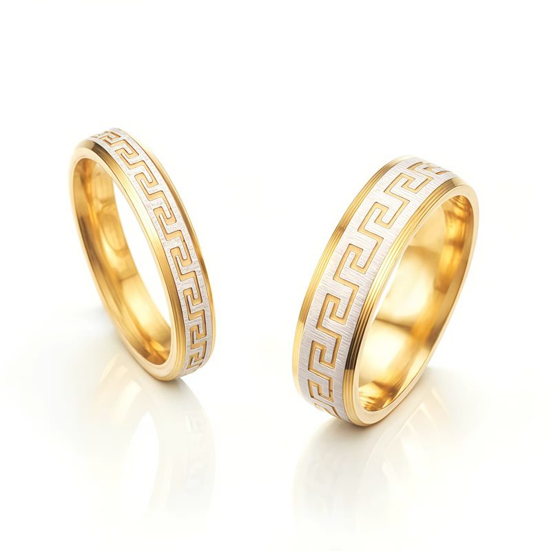Anillo de Acero de Titanio con Diseño de la Gran Muralla Tibetana Tibetan Great Wall Pattern Titanium Steel Ring