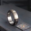 Anillo giratorio de acero de titanio con mantra tibetano Tibetan Mantra Rotatable Titanium Steel Ring