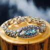 Pulsera de Protección con Ojo de Tigre Tibetano de Nueve Ojos y Turquesa Tibetan Nine-Eye Dzi Bead Turquoise Protection Bracelet