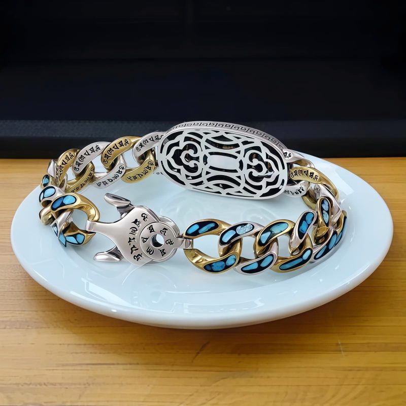 Pulsera de Protección con Ojo de Tigre Tibetano de Nueve Ojos y Turquesa Tibetan Nine-Eye Dzi Bead Turquoise Protection Bracelet