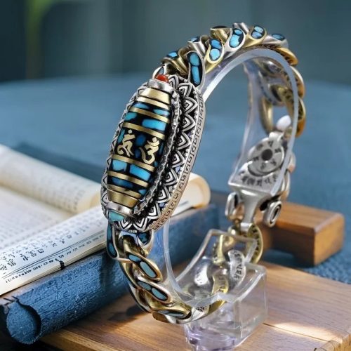 チベット数珠、ターコイズ tibetan-nine-eye-dzi-bead-
