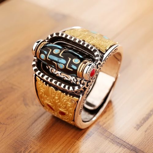 Anillo de riqueza giratorio con Dzi de nueve ojos tibetano Anillo de riqueza giratorio con Dzi de nueve ojos tibetano