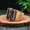 Anillo de riqueza giratorio con Dzi de nueve ojos tibetano Tibetan Nine-Eye Dzi Rotatable Wealth Ring