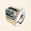 Anillo de riqueza giratorio con Dzi de nueve ojos tibetano Tibetan Nine-Eye Dzi Rotatable Wealth Ring