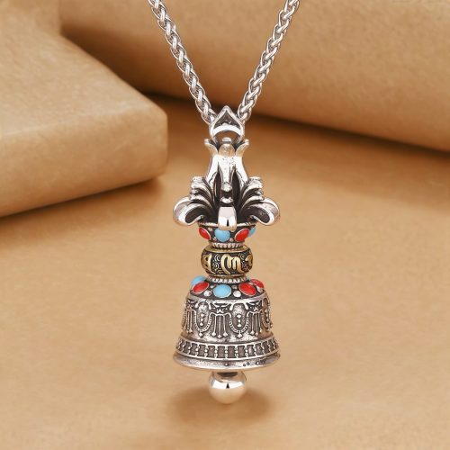Collar con dije de Dorje Vajra y Om Mani Padme Hum: Fuerza y Protección Tibetana Collar con dije de Dorje Vajra y Om Mani Padme Hum: Fuerza y Protección Tibetana