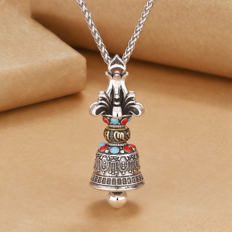 Collar con dije de Dorje Vajra y Om Mani Padme Hum: Fuerza y Protección Tibetana Tibetan Om Mani Padme Hum Dorje Vajra Strength Necklace Pendant