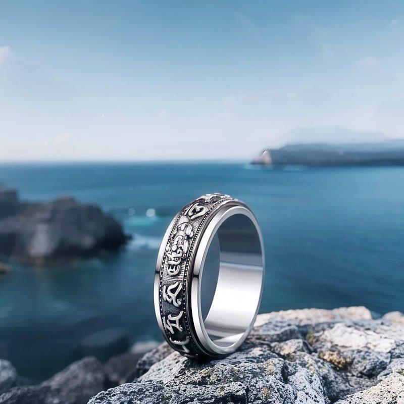 Anillo de la Fortuna Pi Xiu con Om Mani Padme Hum Tibetano Tibetan Om Mani Padme Hum PiXiu Wealth Luck Ring