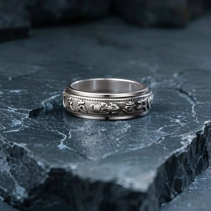 Anillo de la Fortuna Pi Xiu con Om Mani Padme Hum Tibetano Tibetan Om Mani Padme Hum PiXiu Wealth Luck Ring