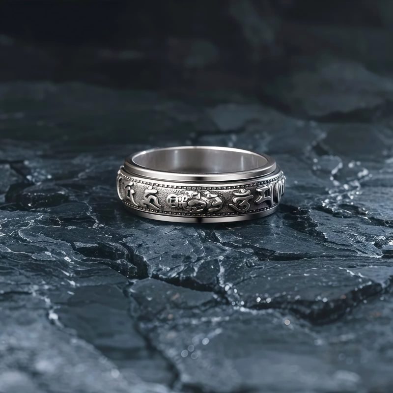 Anillo de la Fortuna Pi Xiu con Om Mani Padme Hum Tibetano Tibetan Om Mani Padme Hum PiXiu Wealth Luck Ring