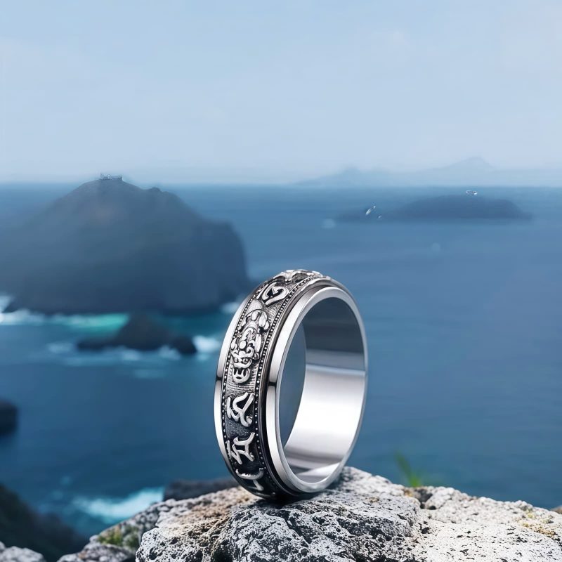 Anillo de la Fortuna Pi Xiu con Om Mani Padme Hum Tibetano Tibetan Om Mani Padme Hum PiXiu Wealth Luck Ring