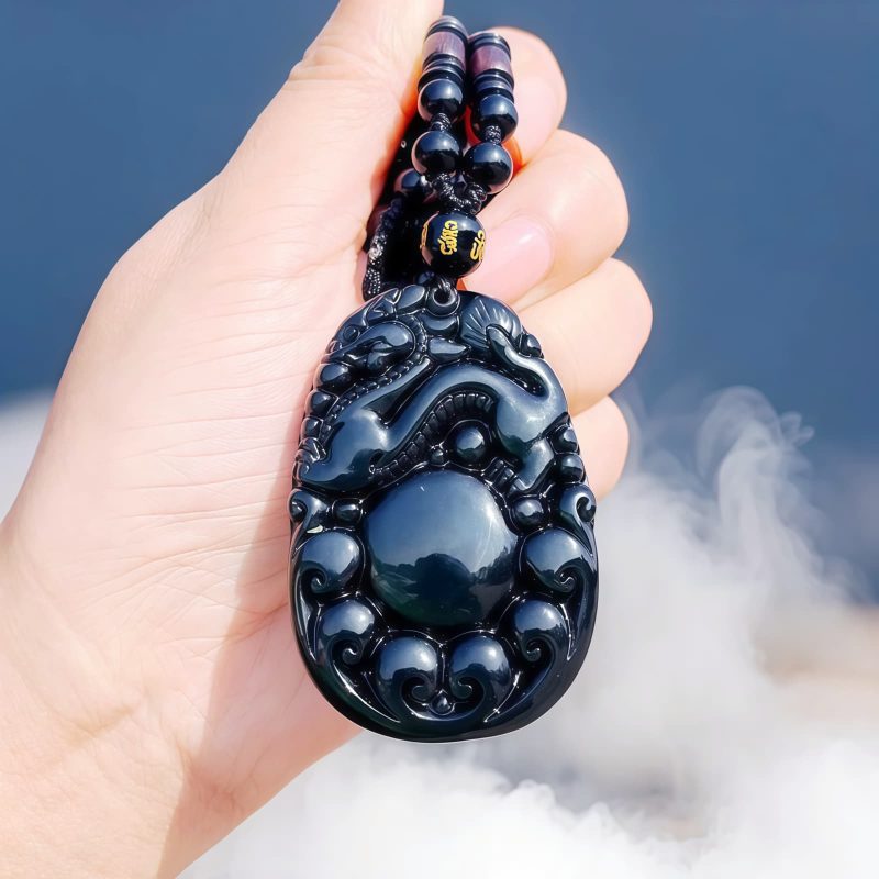 Tibetanischer PiXiu Regenbogen-Obsidian-Halskette Tibetan PiXiu Rainbow Obsidian Necklace