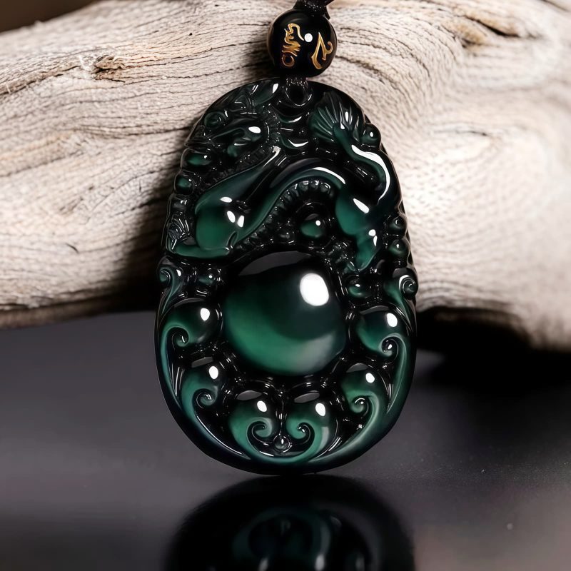 Tibetanischer PiXiu Regenbogen-Obsidian-Halskette Tibetan PiXiu Rainbow Obsidian Necklace