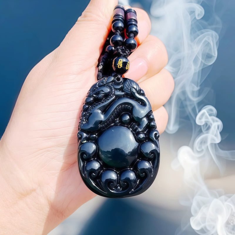 Tibetanischer PiXiu Regenbogen-Obsidian-Halskette Tibetan PiXiu Rainbow Obsidian Necklace