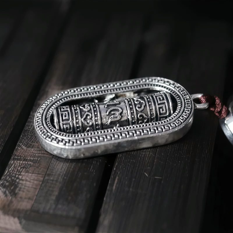 عجلة الصلاة التبتية أوم ماني بادمي هوم - زينة تعليق للسيارة Tibetan Om Mani Padme Hum Prayer Wheel Car Hanging Decoration