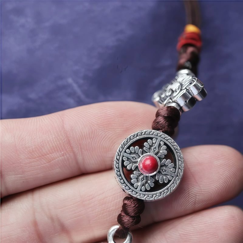 عجلة الصلاة التبتية أوم ماني بادمي هوم - زينة تعليق للسيارة Tibetan Om Mani Padme Hum Prayer Wheel Car Hanging Decoration