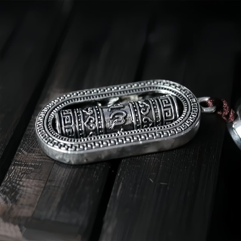 عجلة الصلاة التبتية أوم ماني بادمي هوم - زينة تعليق للسيارة Tibetan Om Mani Padme Hum Prayer Wheel Car Hanging Decoration