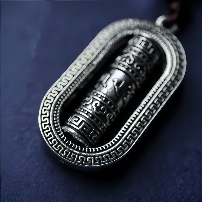 عجلة الصلاة التبتية أوم ماني بادمي هوم - زينة تعليق للسيارة Tibetan Om Mani Padme Hum Prayer Wheel Car Hanging Decoration