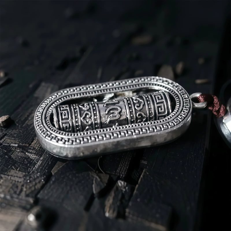 عجلة الصلاة التبتية أوم ماني بادمي هوم - زينة تعليق للسيارة Tibetan Om Mani Padme Hum Prayer Wheel Car Hanging Decoration