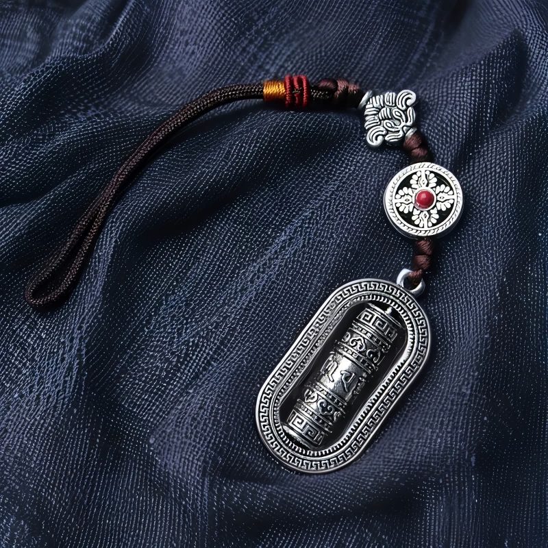 عجلة الصلاة التبتية أوم ماني بادمي هوم - زينة تعليق للسيارة Tibetan Om Mani Padme Hum Prayer Wheel Car Hanging Decoration