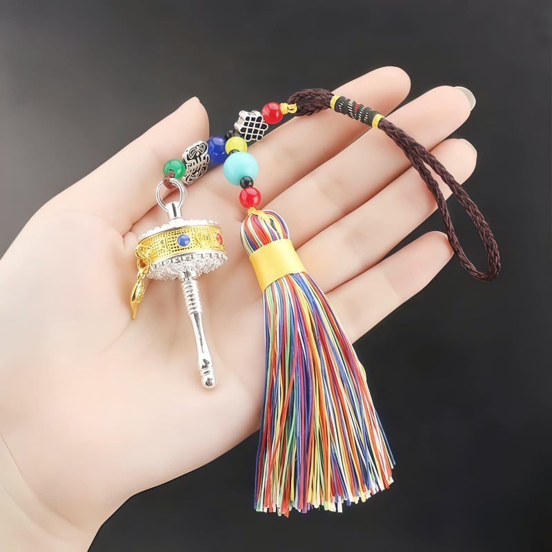 دُرّةٌ تبتيةٌ معلّقةٌ للسيارة - زينةٌ صلاةٌ دوارة Tibetan Prayer Wheel Car Hanging Ornament