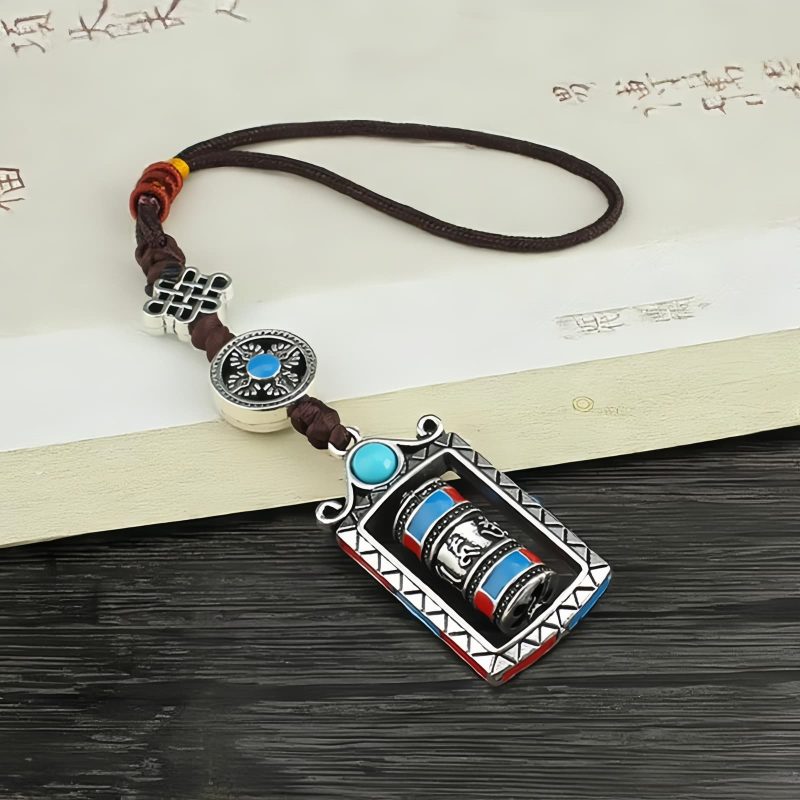 سلسلة مفاتيح عجلة الصلاة التبتية ذات الكلمات الستة الحقيقية Six True Words Tibetan Prayer Wheel Keychain
