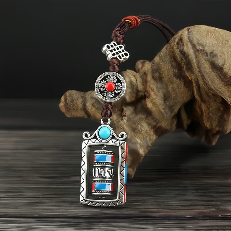 سلسلة مفاتيح عجلة الصلاة التبتية ذات الكلمات الستة الحقيقية Six True Words Tibetan Prayer Wheel Keychain