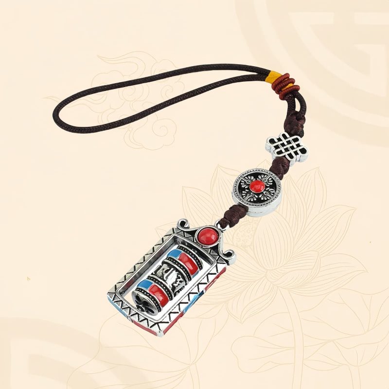 سلسلة مفاتيح عجلة الصلاة التبتية ذات الكلمات الستة الحقيقية Six True Words Tibetan Prayer Wheel Keychain
