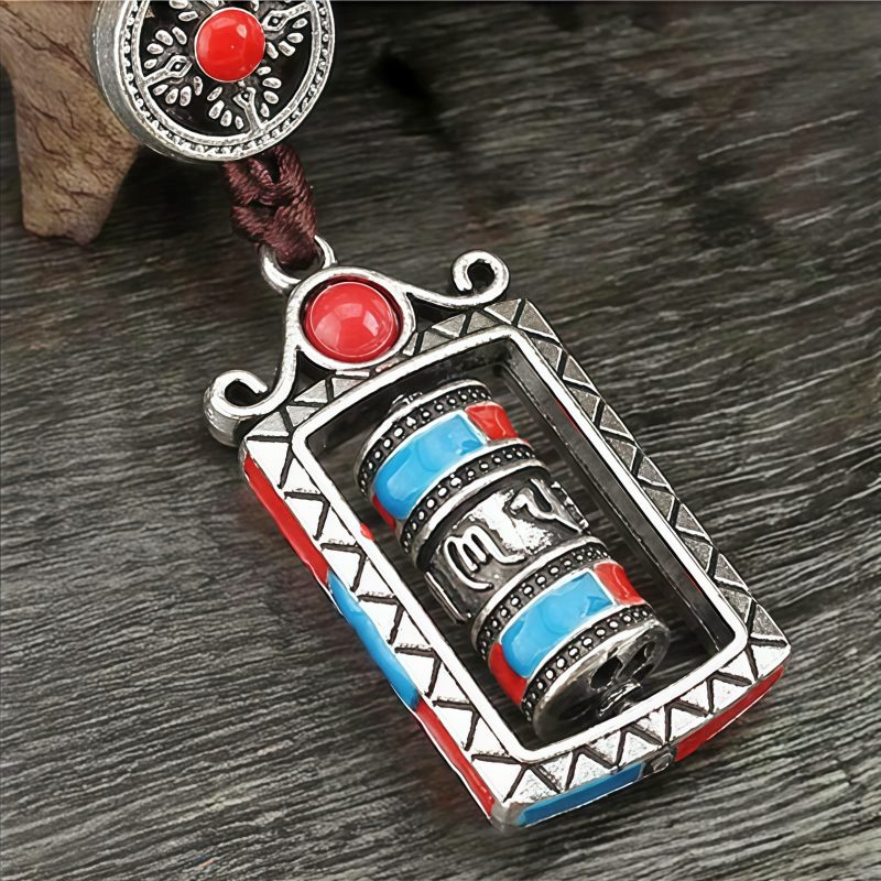 سلسلة مفاتيح عجلة الصلاة التبتية ذات الكلمات الستة الحقيقية Six True Words Tibetan Prayer Wheel Keychain