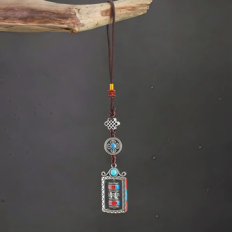 سلسلة مفاتيح عجلة الصلاة التبتية ذات الكلمات الستة الحقيقية Six True Words Tibetan Prayer Wheel Keychain