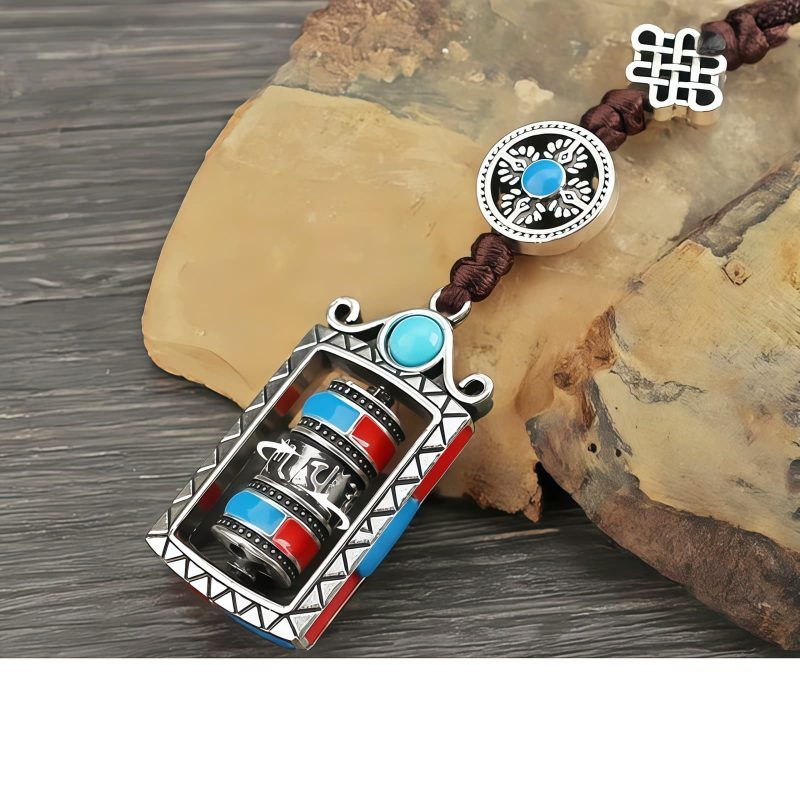 سلسلة مفاتيح عجلة الصلاة التبتية ذات الكلمات الستة الحقيقية Six True Words Tibetan Prayer Wheel Keychain