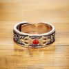 Anillo Dorje Vajra de Ágata Roja Tibetana Tibetan Red Agate Dorje Vajra Ring