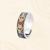 Anillo Dorje Vajra de Ágata Roja Tibetana Tibetan Red Agate Dorje Vajra Ring