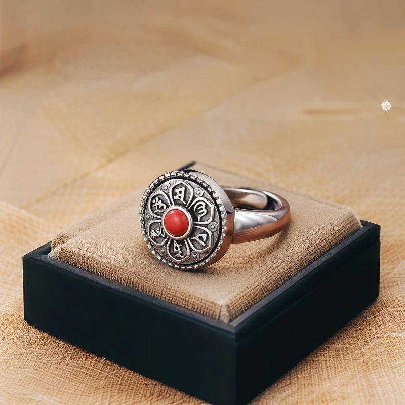 Anillo Tibetano Giratorio de la Paz Tibetan Rotatable Peace Ring