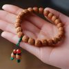 Pulsera de Ágata con Semillas de Bodhi y Rudraksha Tibetanas Tibetan Rudraksha Bodhi Seed Agate Bracelet