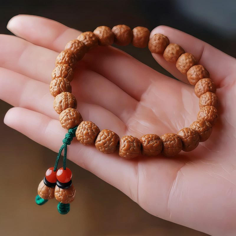 Pulsera de Ágata con Semillas de Bodhi y Rudraksha Tibetanas Tibetan Rudraksha Bodhi Seed Agate Bracelet