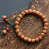 Pulsera de Ágata con Semillas de Bodhi y Rudraksha Tibetanas Tibetan Rudraksha Bodhi Seed Agate Bracelet