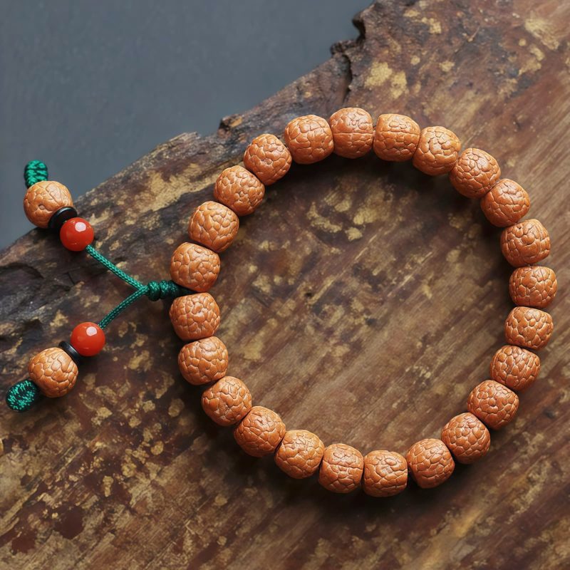 Pulsera de Ágata con Semillas de Bodhi y Rudraksha Tibetanas Tibetan Rudraksha Bodhi Seed Agate Bracelet