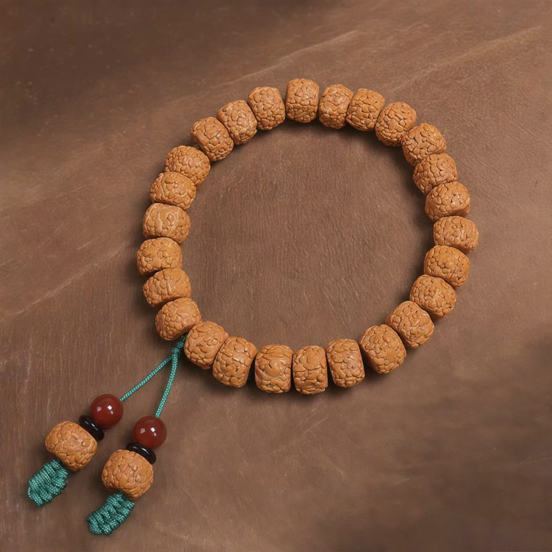 Pulsera de Ágata con Semillas de Bodhi y Rudraksha Tibetanas Tibetan Rudraksha Bodhi Seed Agate Bracelet