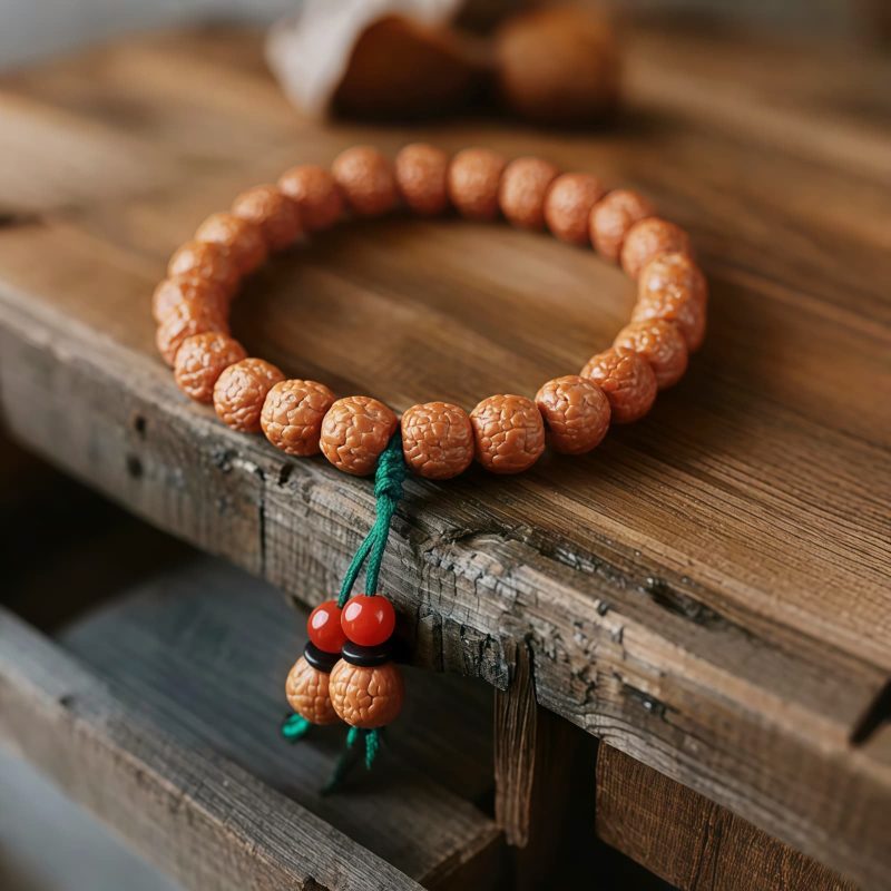 Pulsera de Ágata con Semillas de Bodhi y Rudraksha Tibetanas Tibetan Rudraksha Bodhi Seed Agate Bracelet