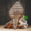 Decoración para el Hogar con Concha Shankha Tibetana y Ocho Símbolos Auspiciosos Tibetan Shankha Conch Shell Home Decoration with Eight Auspicious Symbols