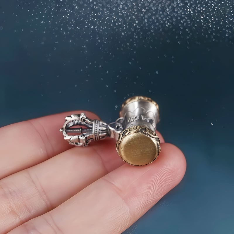 Colgante Dorje de Plata 925 Om Mani Padme Hum Tibetano Tibetan 925 Silver Om Mani Padme Hum Dorje Pendant