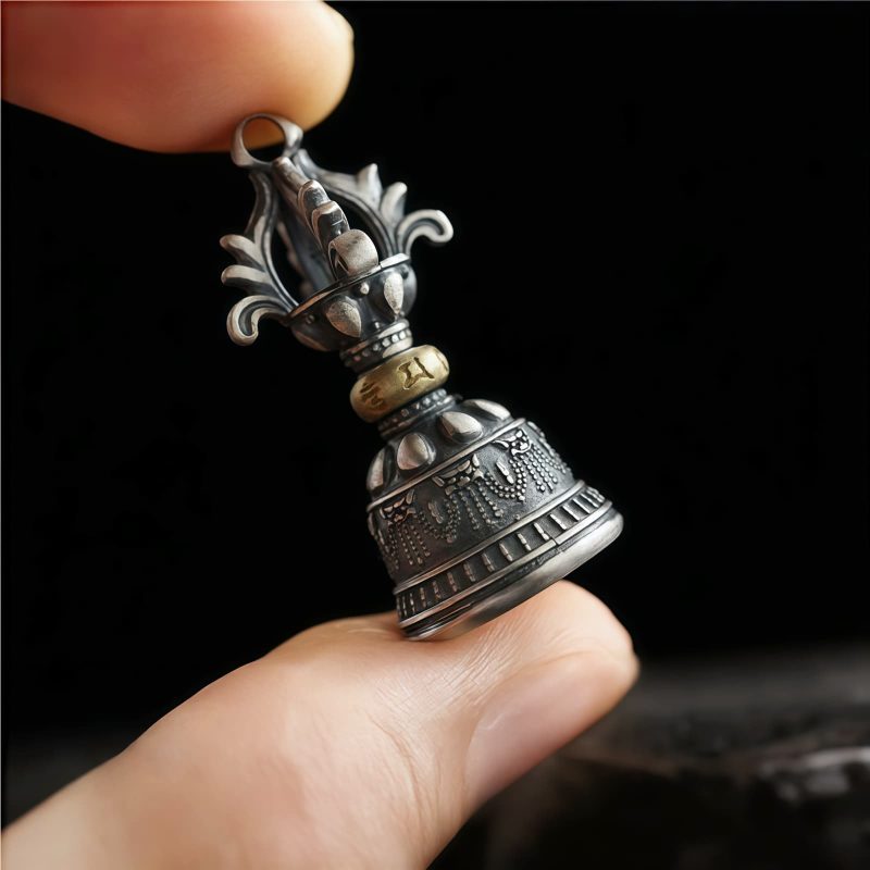Colgante Dorje de Plata 925 Om Mani Padme Hum Tibetano Tibetan 925 Silver Om Mani Padme Hum Dorje Pendant