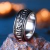 Anillo giratorio de acero de titanio tibetano Om Mani Padme Hum Tibetan Om Mani Padme Hum Titanium Steel Spinner Ring