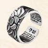 Anillo de Iluminación de Cobre Blanco Tibetano con Loto Tibetan White Copper Enlightenment Ring with Lotus