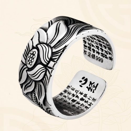Anillo de Iluminación de Cobre Blanco Tibetano con Loto Anillo de Iluminación de Cobre Blanco Tibetano con Loto