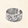 Anillo de Iluminación de Cobre Blanco Tibetano con Loto Tibetan White Copper Enlightenment Ring with Lotus