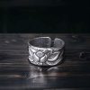 Anillo de Iluminación de Cobre Blanco Tibetano con Loto Tibetan White Copper Enlightenment Ring with Lotus